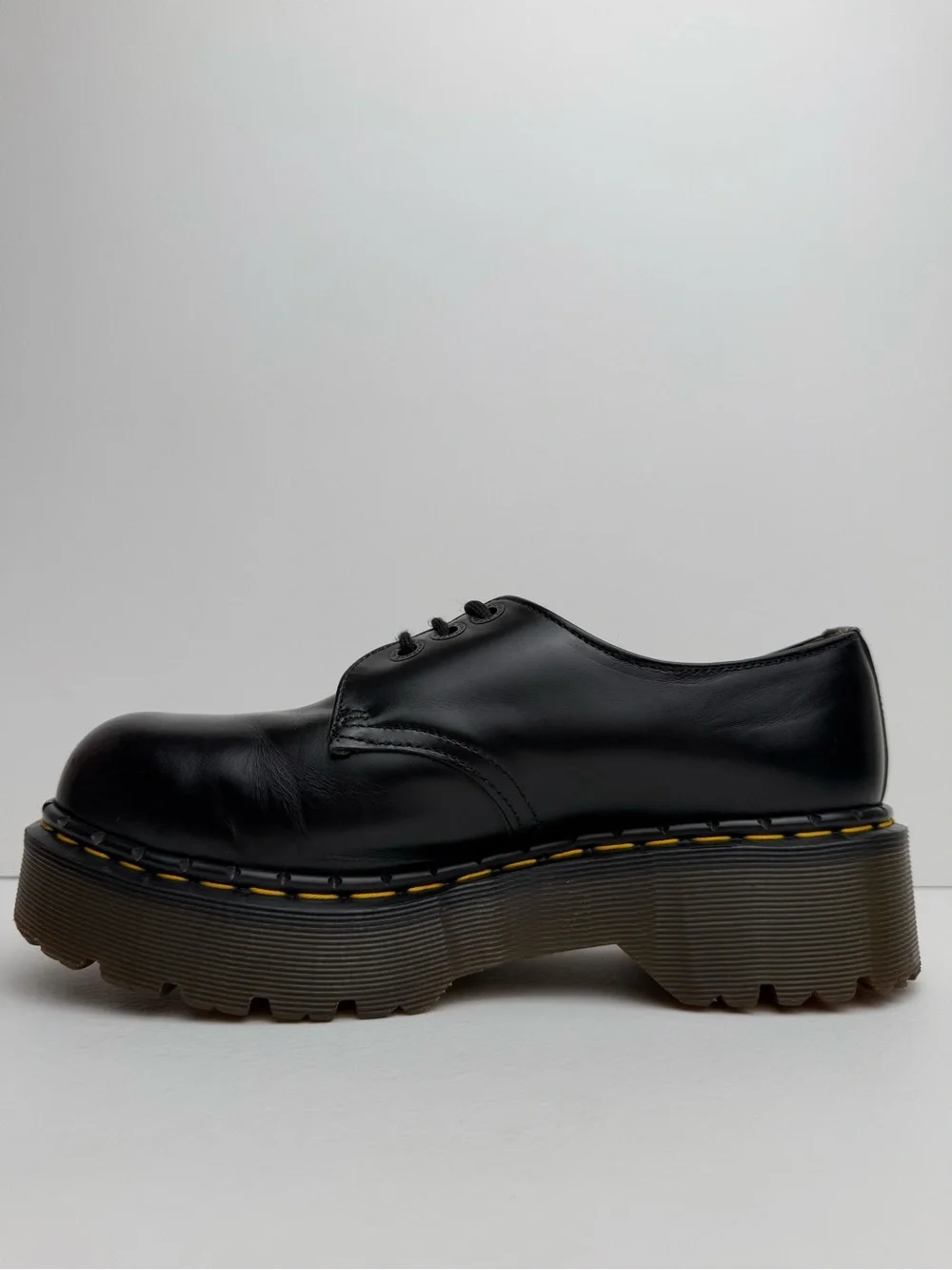 Vintage Dr. Martens Platform 1925 Black Leather Envy Quad England Oxfords UK 7